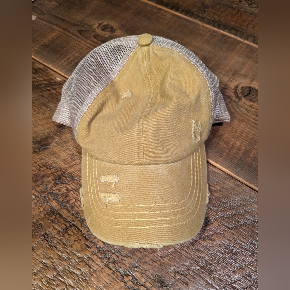 CC distressed high pony hat